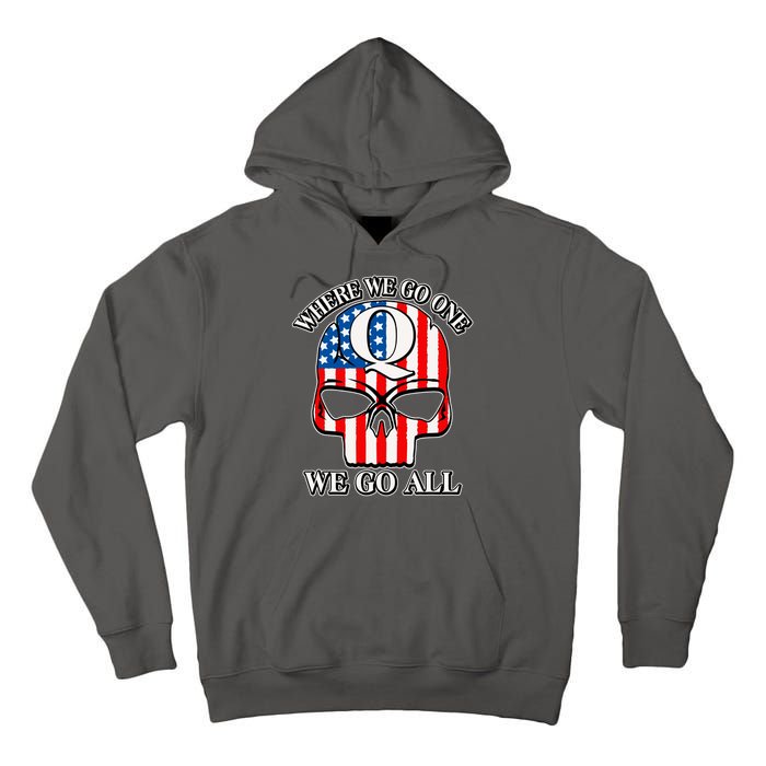 QAnon American Flag Skull Tall Hoodie