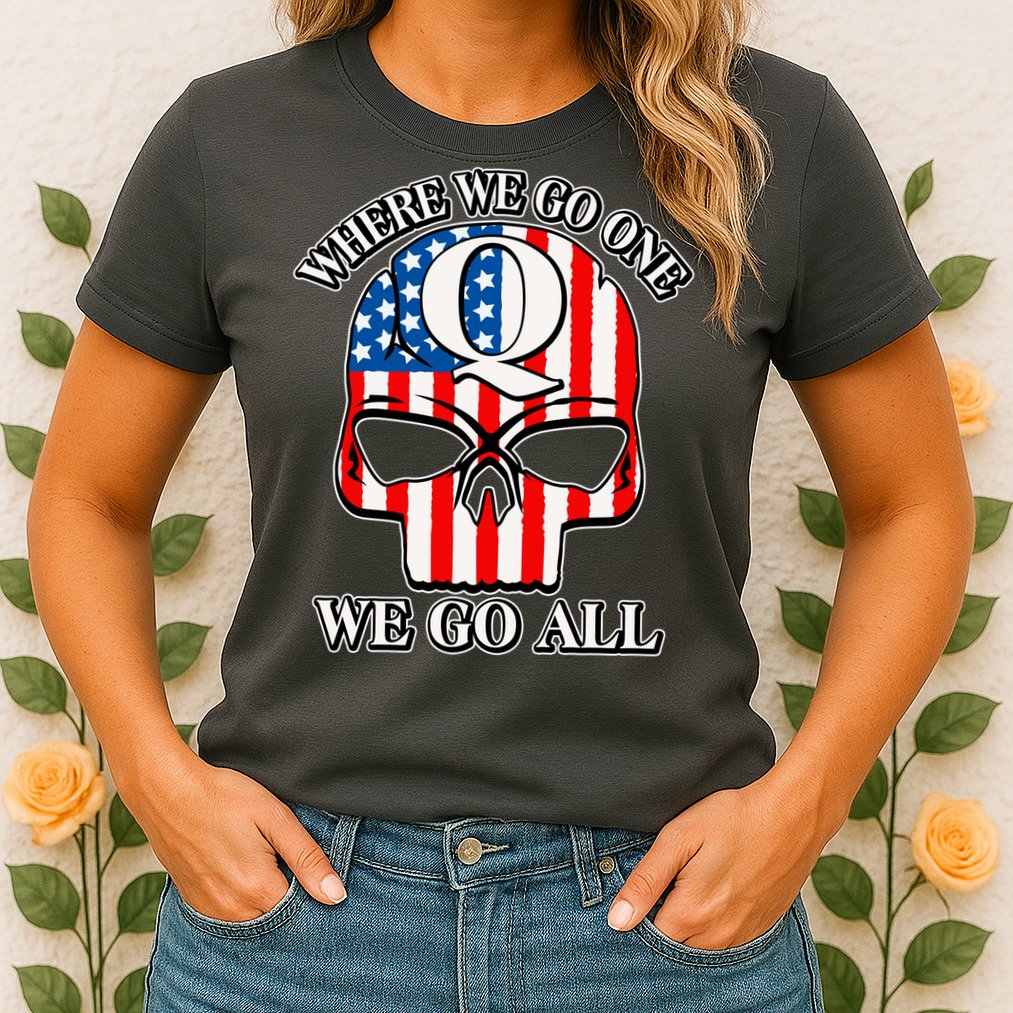 QAnon American Flag Skull Womens T-Shirt