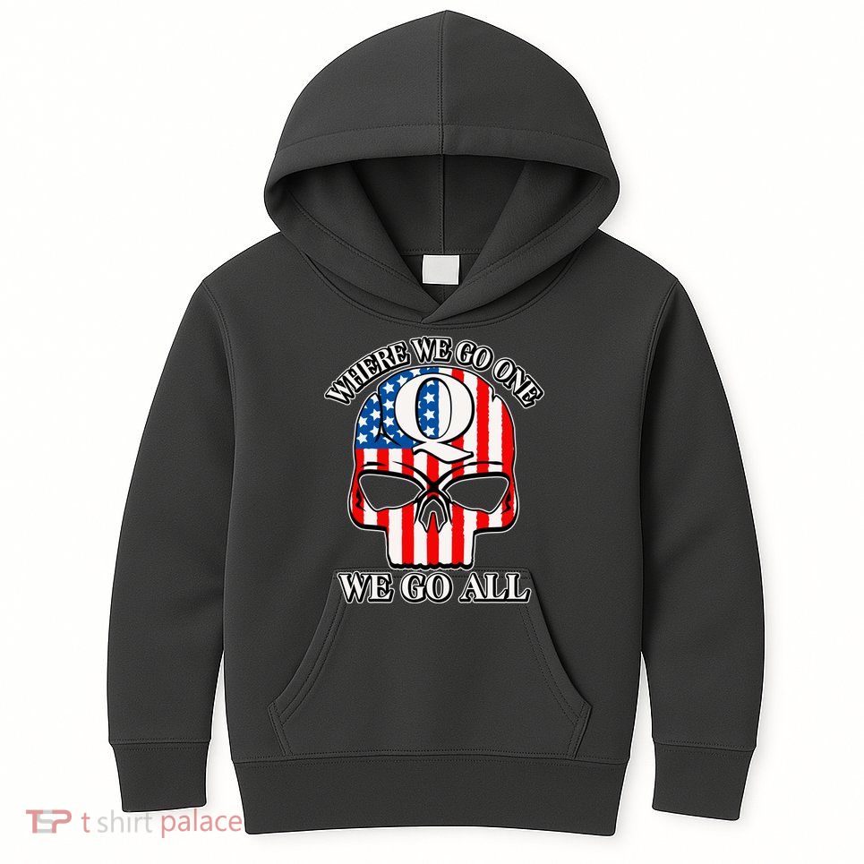 QAnon American Flag Skull Kids Hoodie