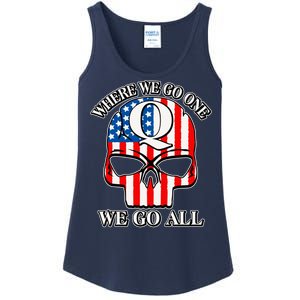 QAnon American Flag Skull Ladies Essential Tank