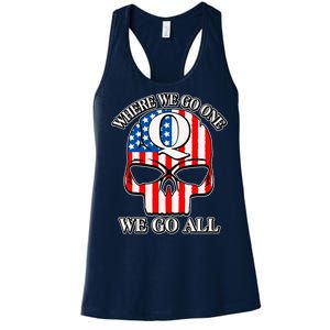 QAnon American Flag Skull Women's Racerback Tank