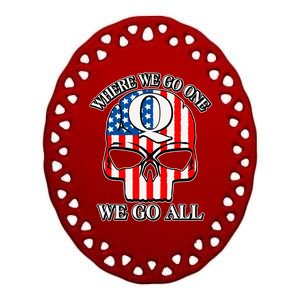 QAnon American Flag Skull Ceramic Oval Ornament