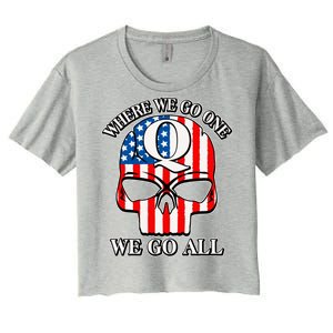 QAnon American Flag Skull Women's Crop Top Tee