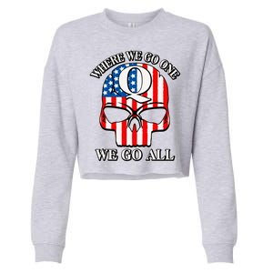 QAnon American Flag Skull Cropped Pullover Crew