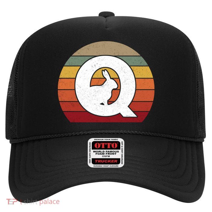 Qanon Conspiracy Rabbit Retro Q Anon High Crown Mesh Back Trucker Hat