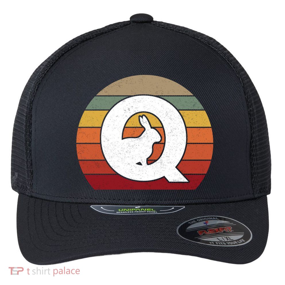 Qanon Conspiracy Rabbit Retro Q Anon Flexfit Unipanel Trucker Cap