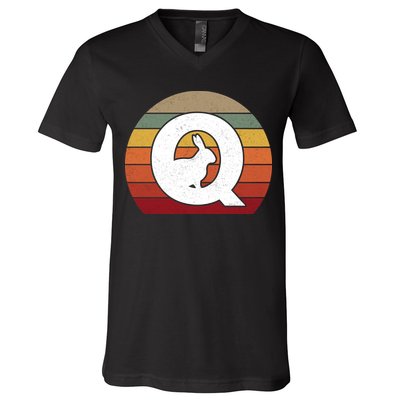 Qanon Conspiracy Rabbit Retro Q Anon V-Neck T-Shirt