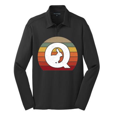 Qanon Conspiracy Rabbit Retro Q Anon Silk Touch Performance Long Sleeve Polo