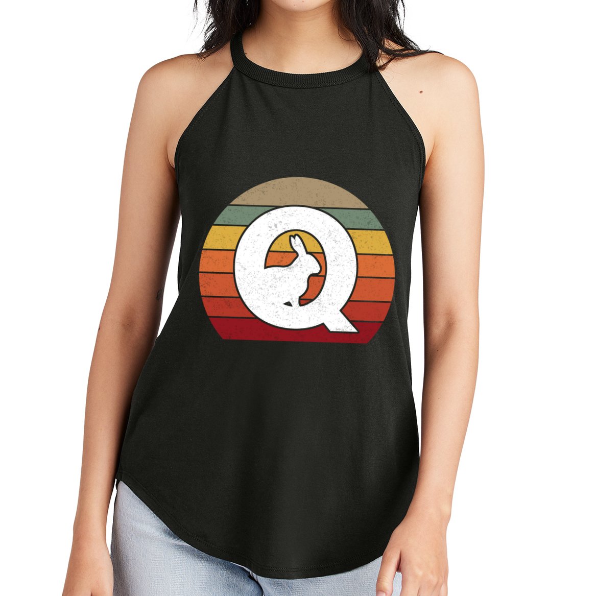 Qanon Conspiracy Rabbit Retro Q Anon Women's Perfect Tri Rocker Tank