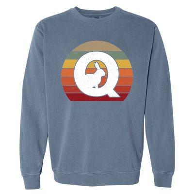 Qanon Conspiracy Rabbit Retro Q Anon Garment-Dyed Sweatshirt