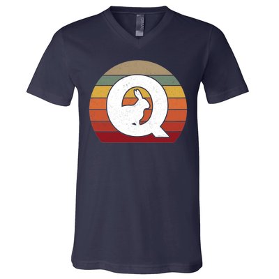 Qanon Conspiracy Rabbit Retro Q Anon V-Neck T-Shirt