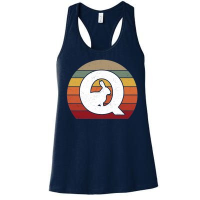 Qanon Conspiracy Rabbit Retro Q Anon Women's Racerback Tank