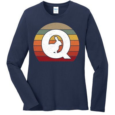 Qanon Conspiracy Rabbit Retro Q Anon Ladies Long Sleeve Shirt