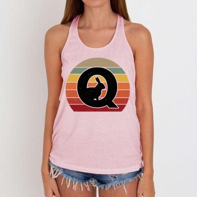 Qanon Conspiracy Rabbit Retro Q Anon Women's Knotted Racerback Tank