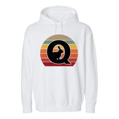 Qanon Conspiracy Rabbit Retro Q Anon Garment-Dyed Fleece Hoodie