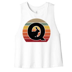 Qanon Conspiracy Rabbit Retro Q Anon Women's Racerback Cropped Tank