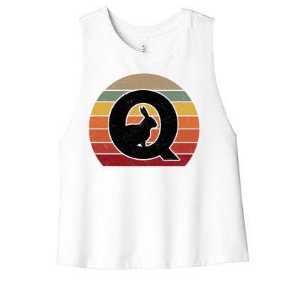 Qanon Conspiracy Rabbit Retro Q Anon Women's Racerback Cropped Tank