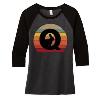 Qanon Conspiracy Rabbit Retro Q Anon Women's Tri-Blend 3/4-Sleeve Raglan Shirt