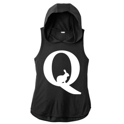 QAnon Rabbit Deep State Ladies PosiCharge Tri-Blend Wicking Draft Hoodie Tank