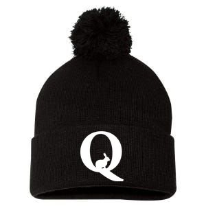 QAnon Rabbit Deep State Pom Pom 12in Knit Beanie