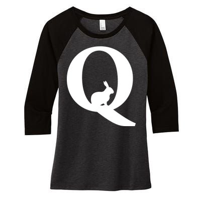 QAnon Rabbit Deep State Women's Tri-Blend 3/4-Sleeve Raglan Shirt