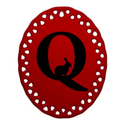 QAnon Rabbit Deep State Ceramic Oval Ornament