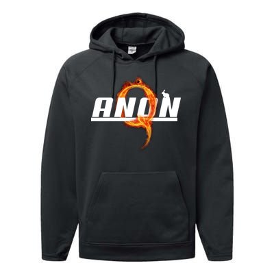 QAnon The Rabbit Storm Fire Logo Performance Fleece Hoodie