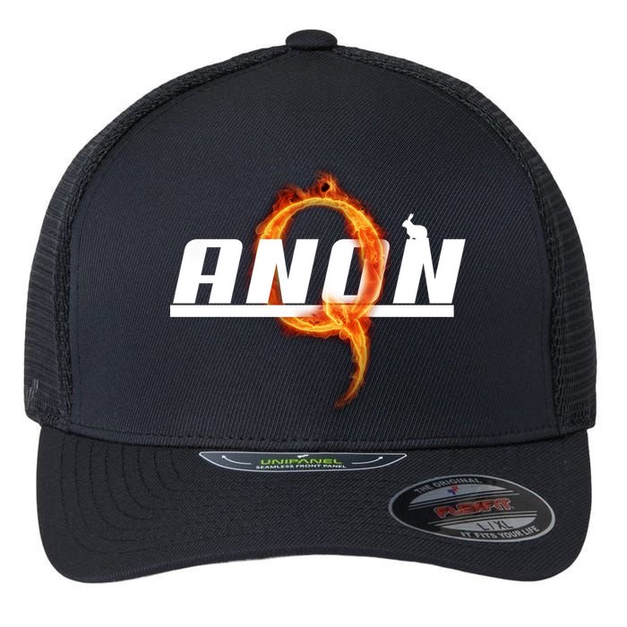 QAnon The Rabbit Storm Fire Logo Flexfit Unipanel Trucker Cap