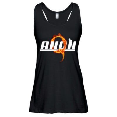 QAnon The Rabbit Storm Fire Logo Ladies Essential Flowy Tank