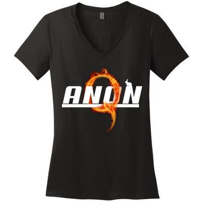 QAnon The Rabbit Storm Fire Logo Women's V-Neck T-Shirt