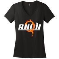 QAnon The Rabbit Storm Fire Logo Women's V-Neck T-Shirt