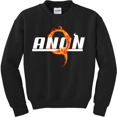 QAnon The Rabbit Storm Fire Logo Kids Sweatshirt