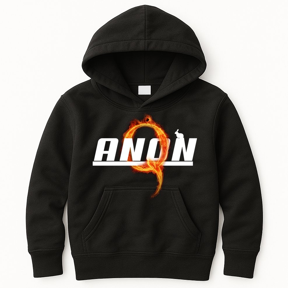 QAnon The Rabbit Storm Fire Logo Kids Hoodie