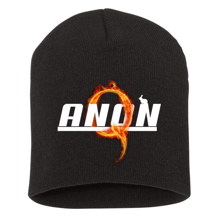 QAnon The Rabbit Storm Fire Logo Short Acrylic Beanie