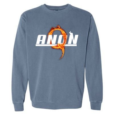 QAnon The Rabbit Storm Fire Logo Garment-Dyed Sweatshirt