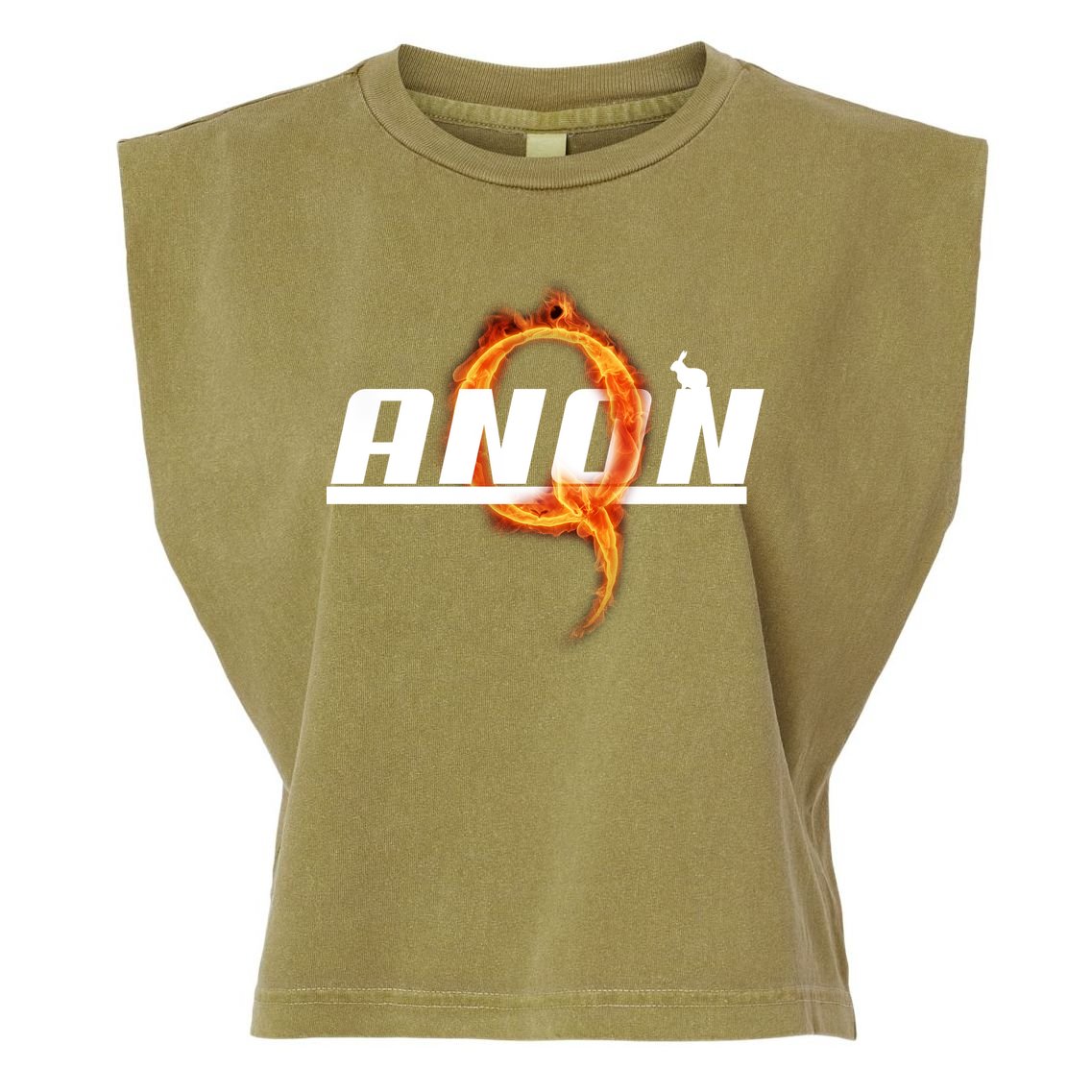 QAnon The Rabbit Storm Fire Logo Garment-Dyed Women's Muscle Tee