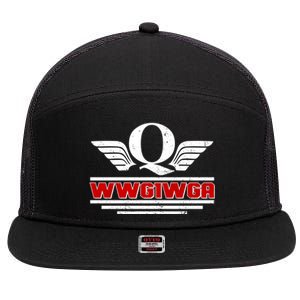 QAnon Wings WWG1WGA 7 Panel Mesh Trucker Snapback Hat