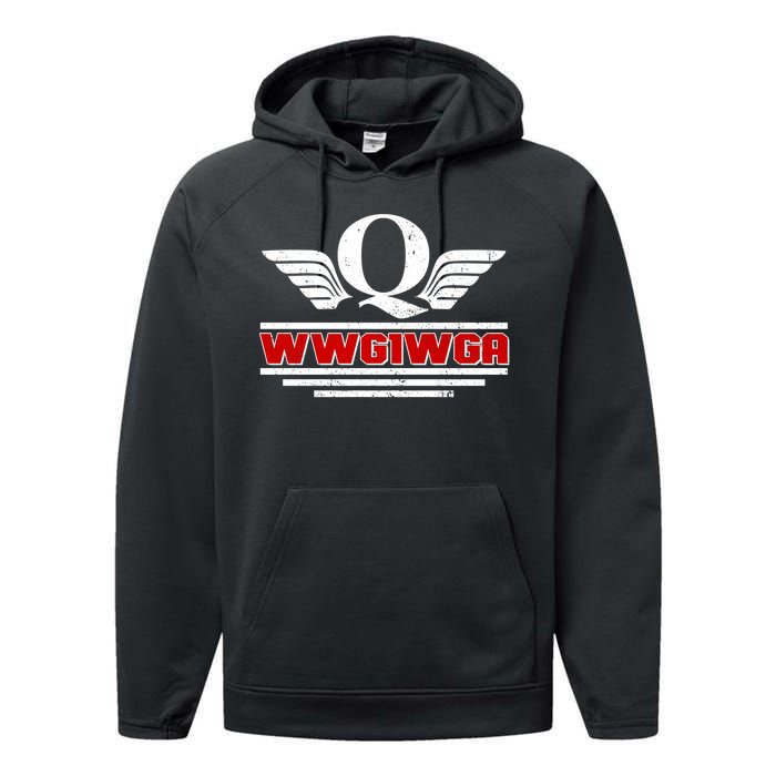 QAnon Wings WWG1WGA Performance Fleece Hoodie