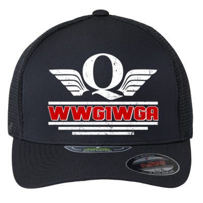 QAnon Wings WWG1WGA Flexfit Unipanel Trucker Cap