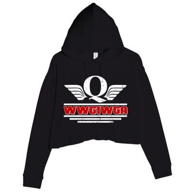 QAnon Wings WWG1WGA Crop Fleece Hoodie