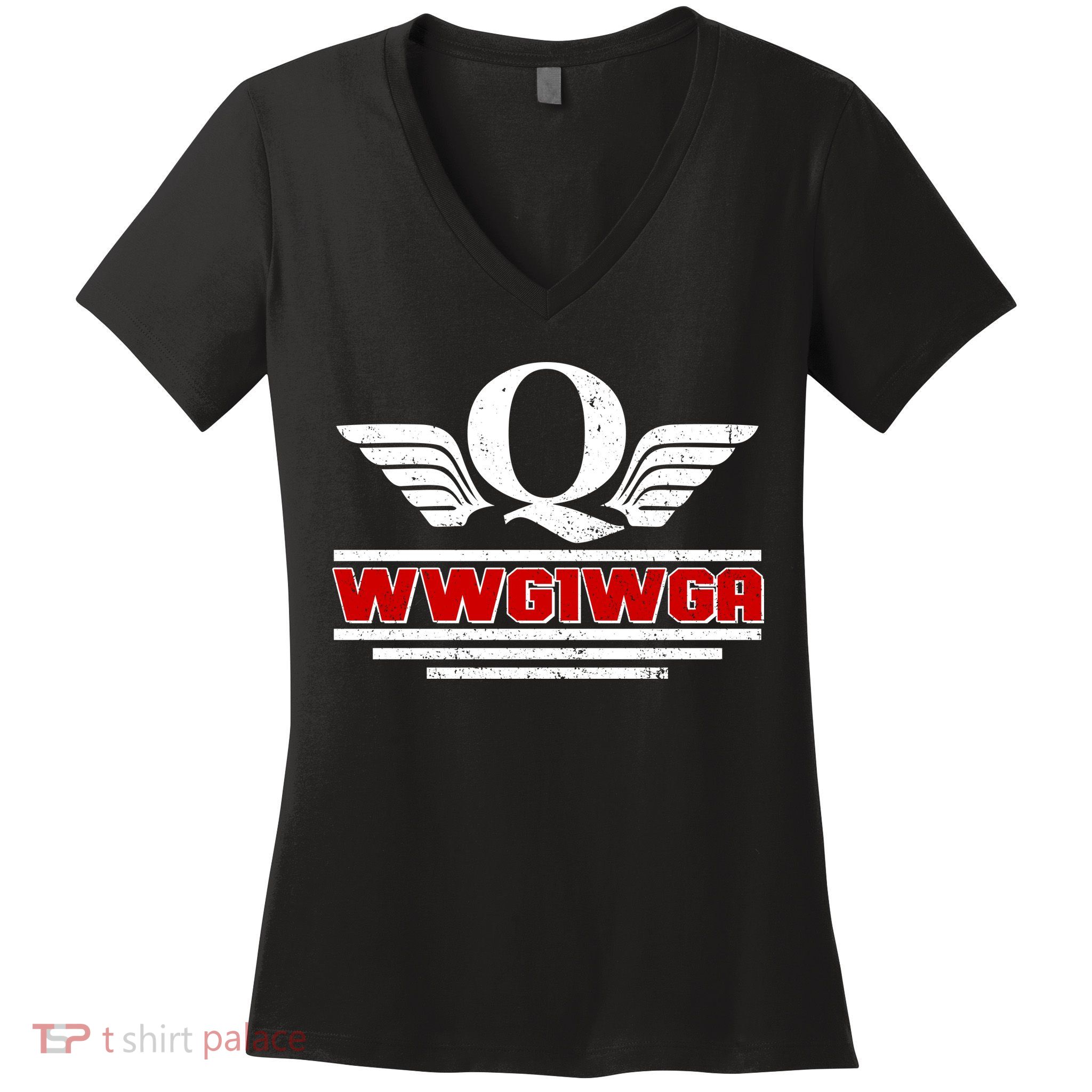 QAnon Wings WWG1WGA Women's V-Neck T-Shirt