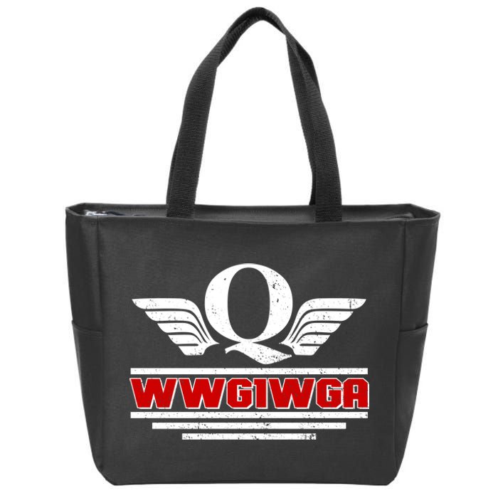 QAnon Wings WWG1WGA Zip Tote Bag