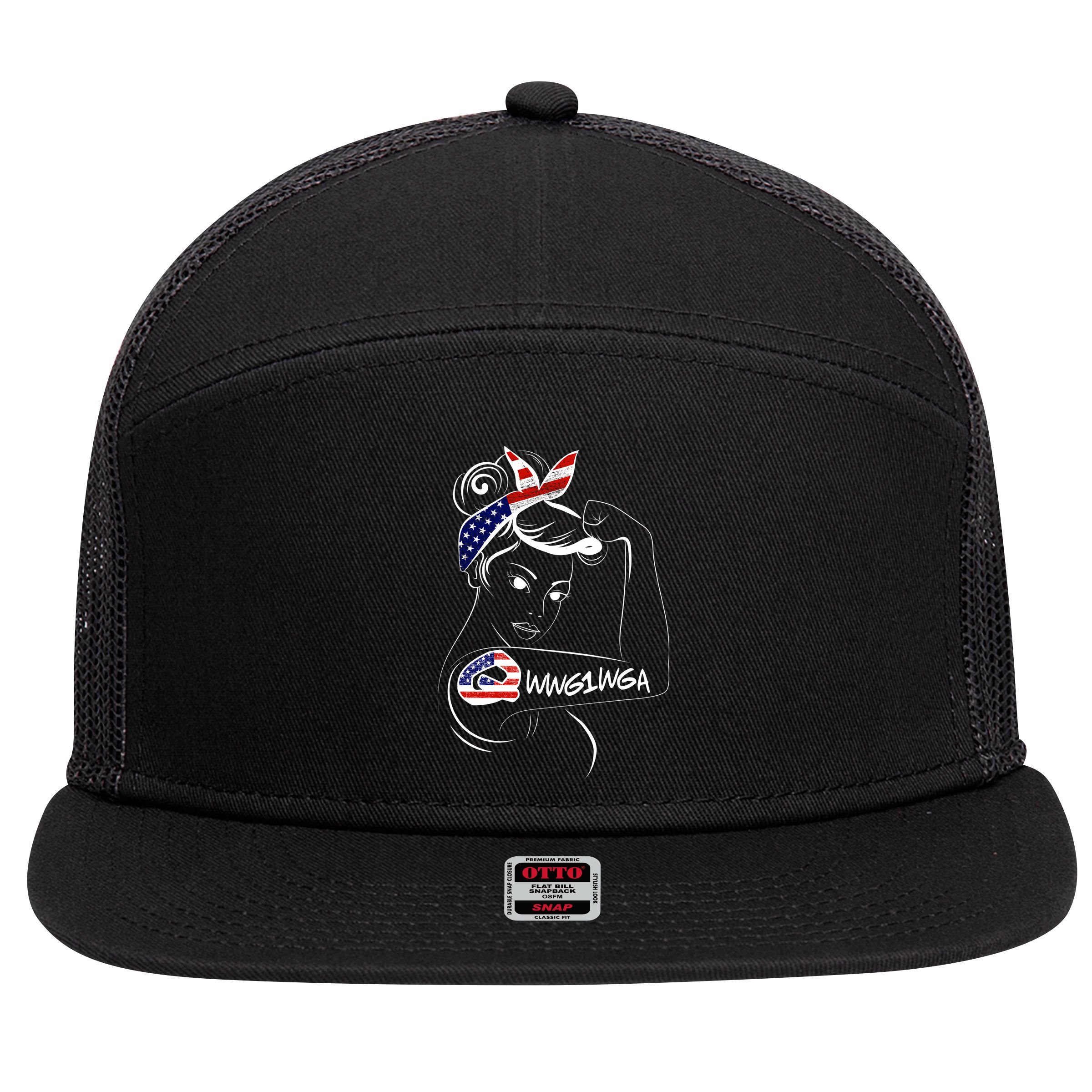 Qanon WWG1WGA  7 Panel Mesh Trucker Snapback Hat