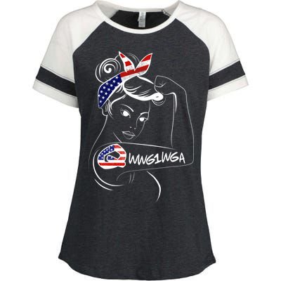 Qanon WWG1WGA  Enza Ladies Jersey Colorblock Tee