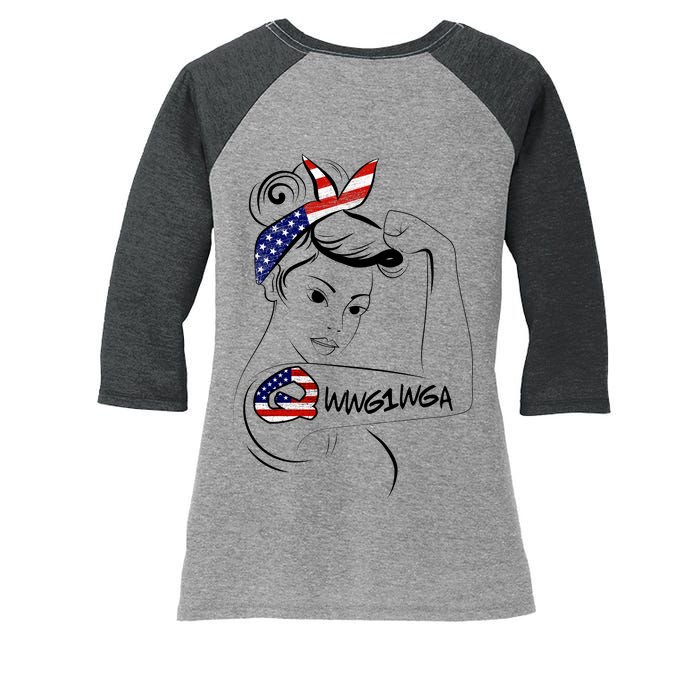 Qanon WWG1WGA  Women's Tri-Blend 3/4-Sleeve Raglan Shirt