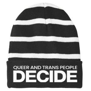 Queer And People Decide Lgbtq+ Pride Month Striped Beanie with Solid Band