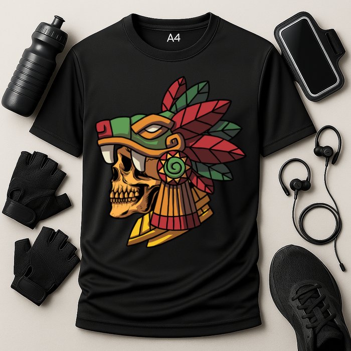 Quetzalcoatl Aztec Skull Mayan Ancient Inca Toltec Gift Cooling Performance Crew T-Shirt