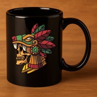 Quetzalcoatl Aztec Skull Mayan Ancient Inca Toltec Gift 11oz C Handle Ceramic Mug