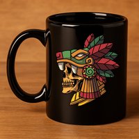Quetzalcoatl Aztec Skull Mayan Ancient Inca Toltec Gift 11oz C Handle Ceramic Mug