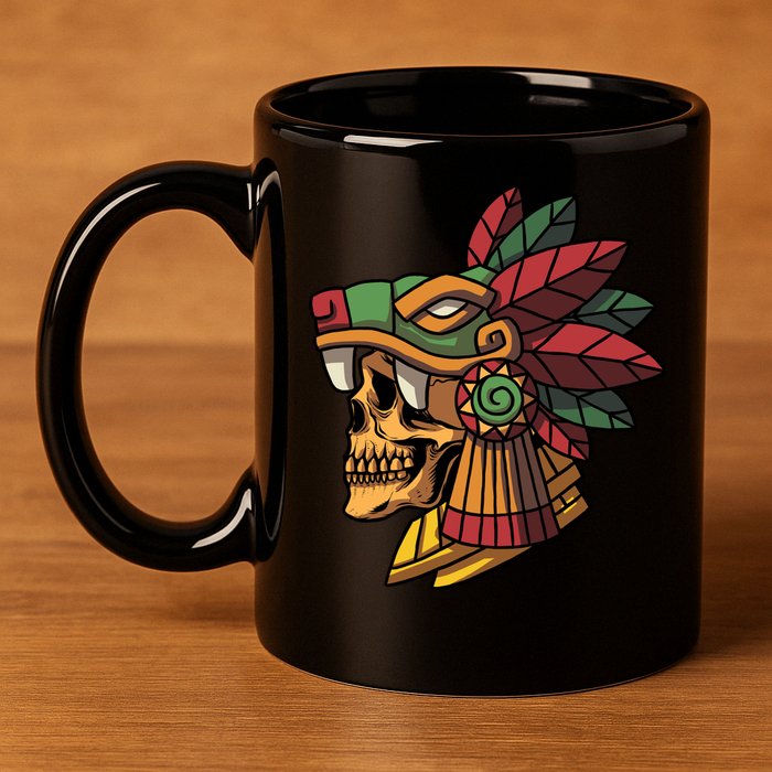 Quetzalcoatl Aztec Skull Mayan Ancient Inca Toltec Gift 11oz C Handle Ceramic Mug